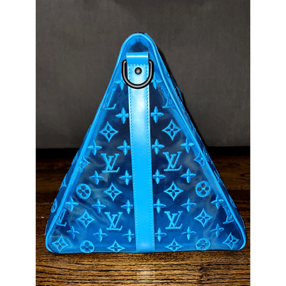 Louis Vuitton Keepall Bandouliere 50 Triangle Mesh Blue Black Weekend Travel Bag - Picture 5 of 11